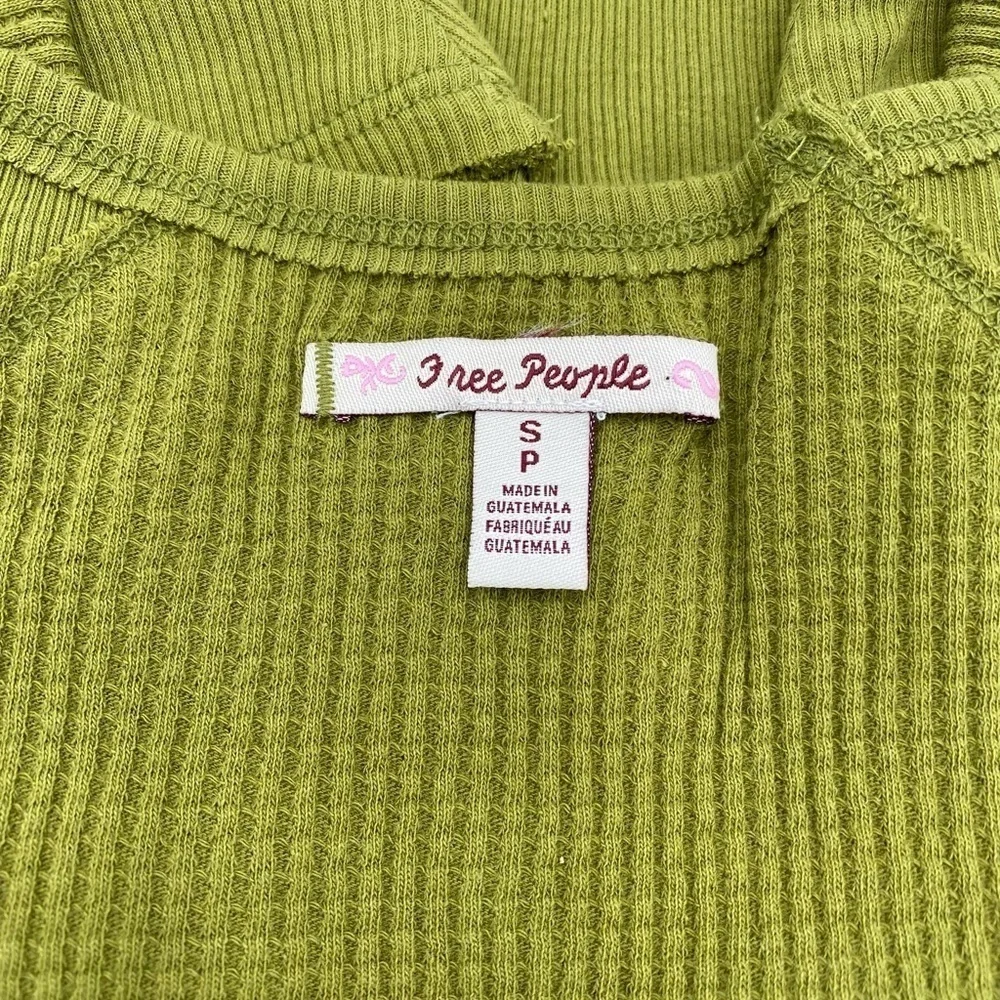 Free People Santa‎ Clara Thermal BOHO Long Sleeve V-Neck Shirt Top Ferngully NWT
